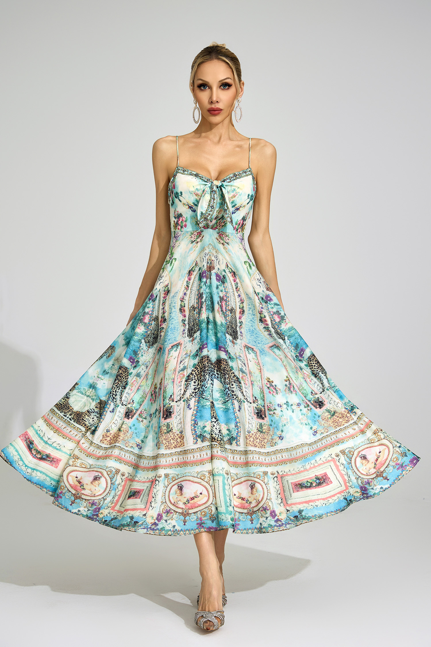 Ffion Green Print Maxi Dress