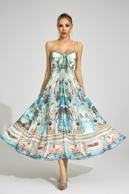 Ffion Green Print Maxi Dress