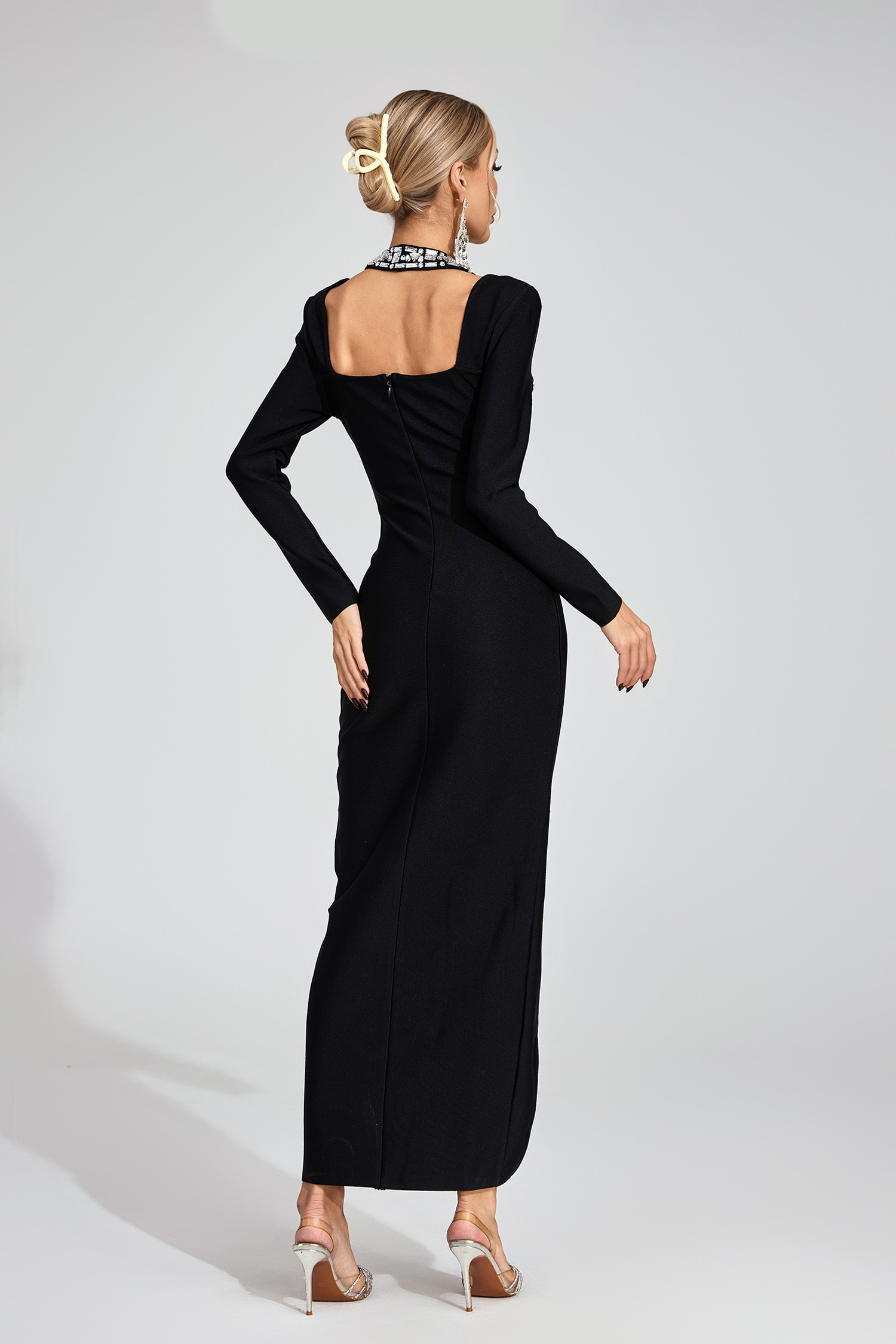 Brae Black Diamond Halter Maxi Dress