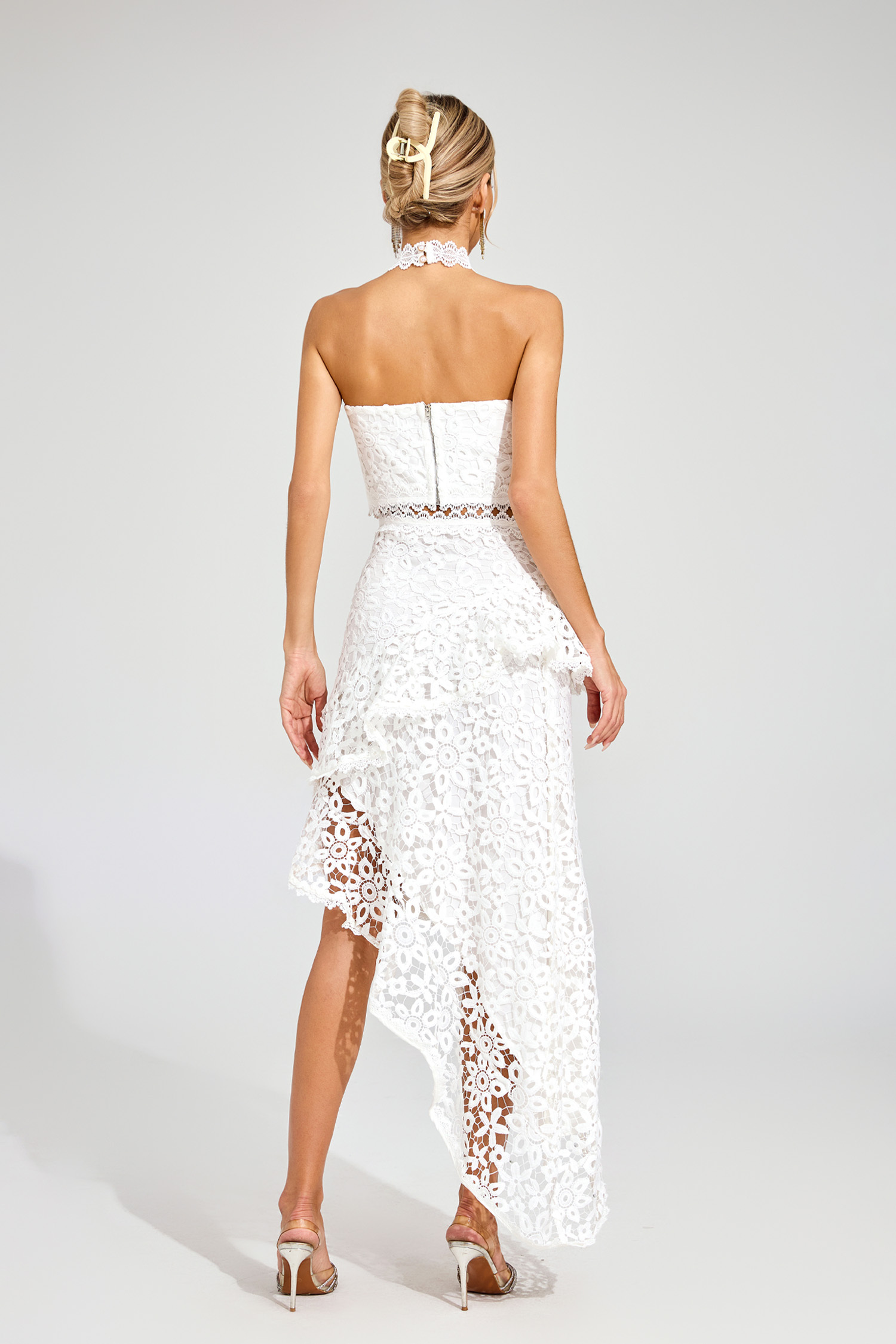 Martina White Lace Sleeveless Set
