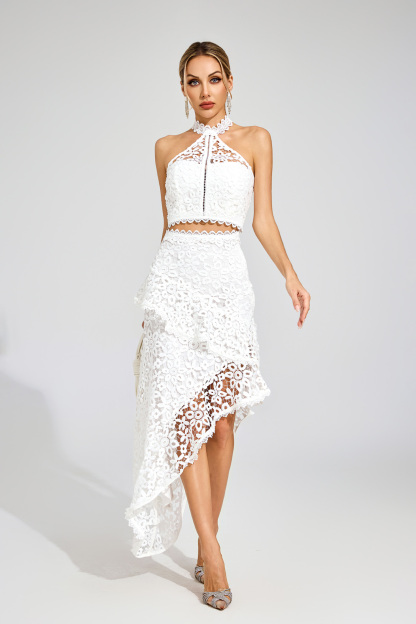Martina White Lace Sleeveless Set