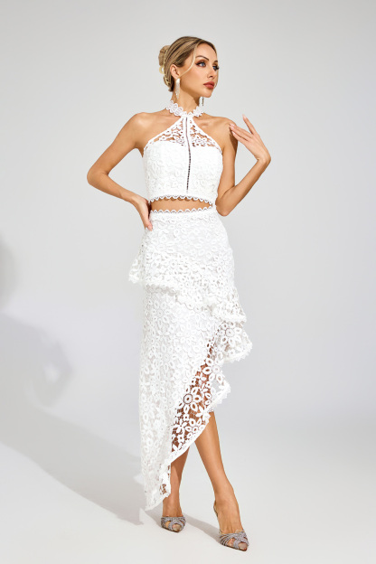 Martina White Lace Sleeveless Set