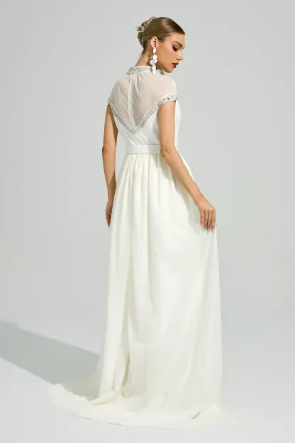 Meitner White Wrap Maxi Dress