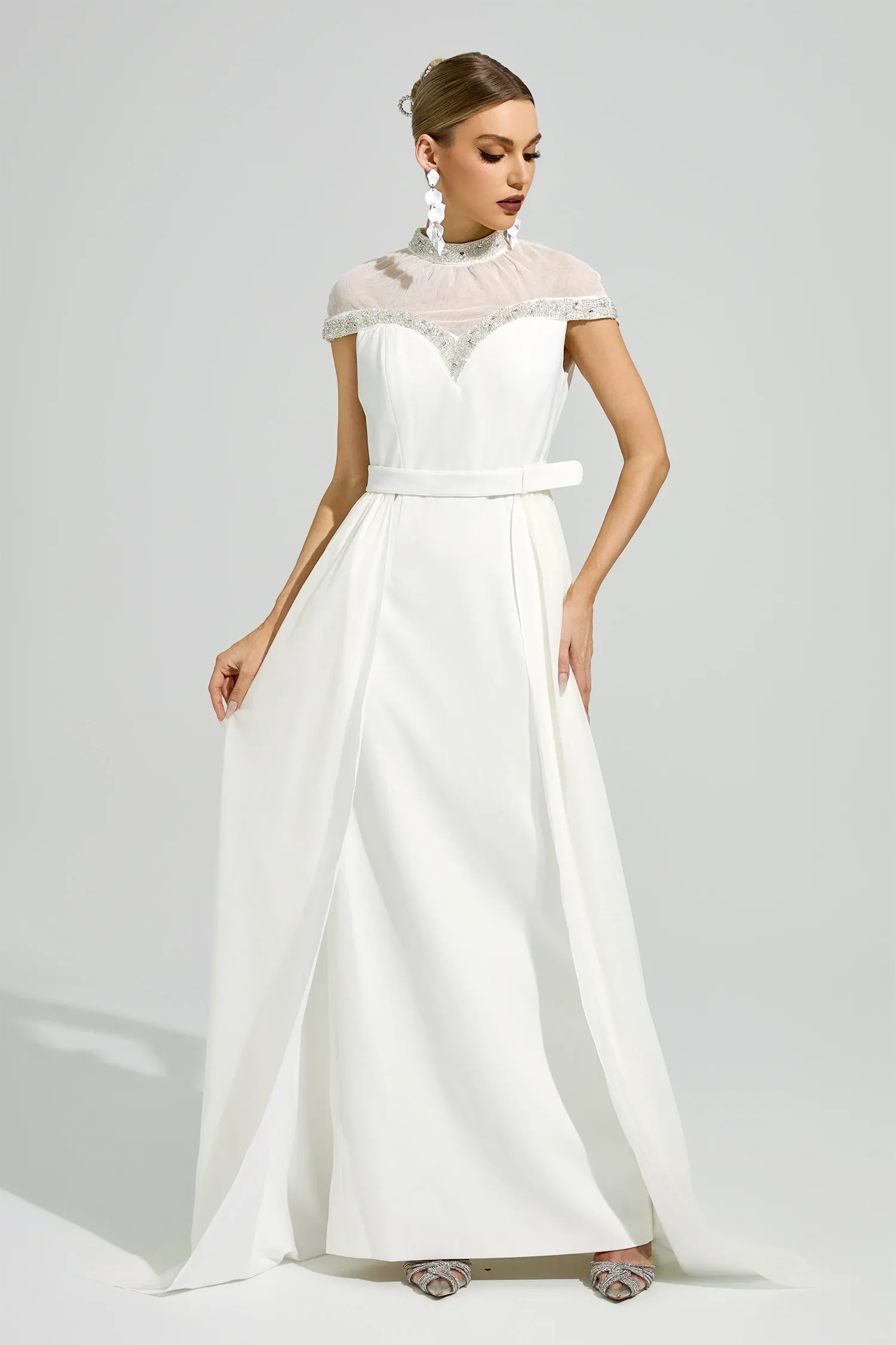 Meitner White Wrap Maxi Dress