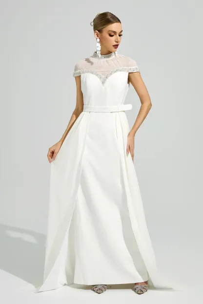 Meitner White Wrap Maxi Dress