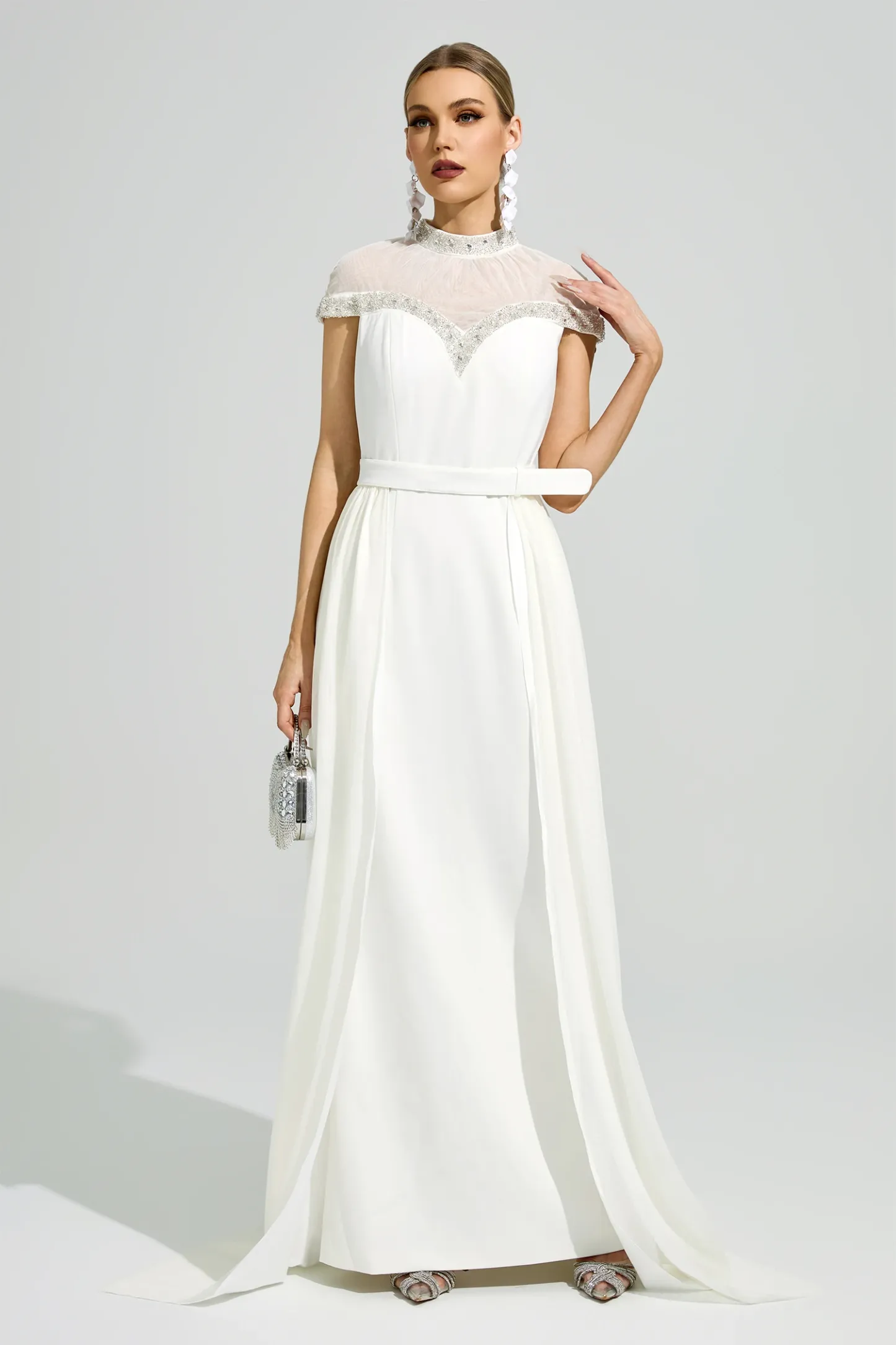 Meitner White Wrap Maxi Dress