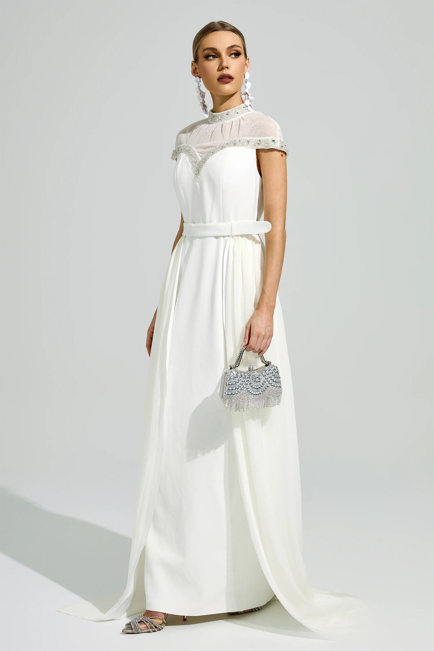 Meitner White Wrap Maxi Dress