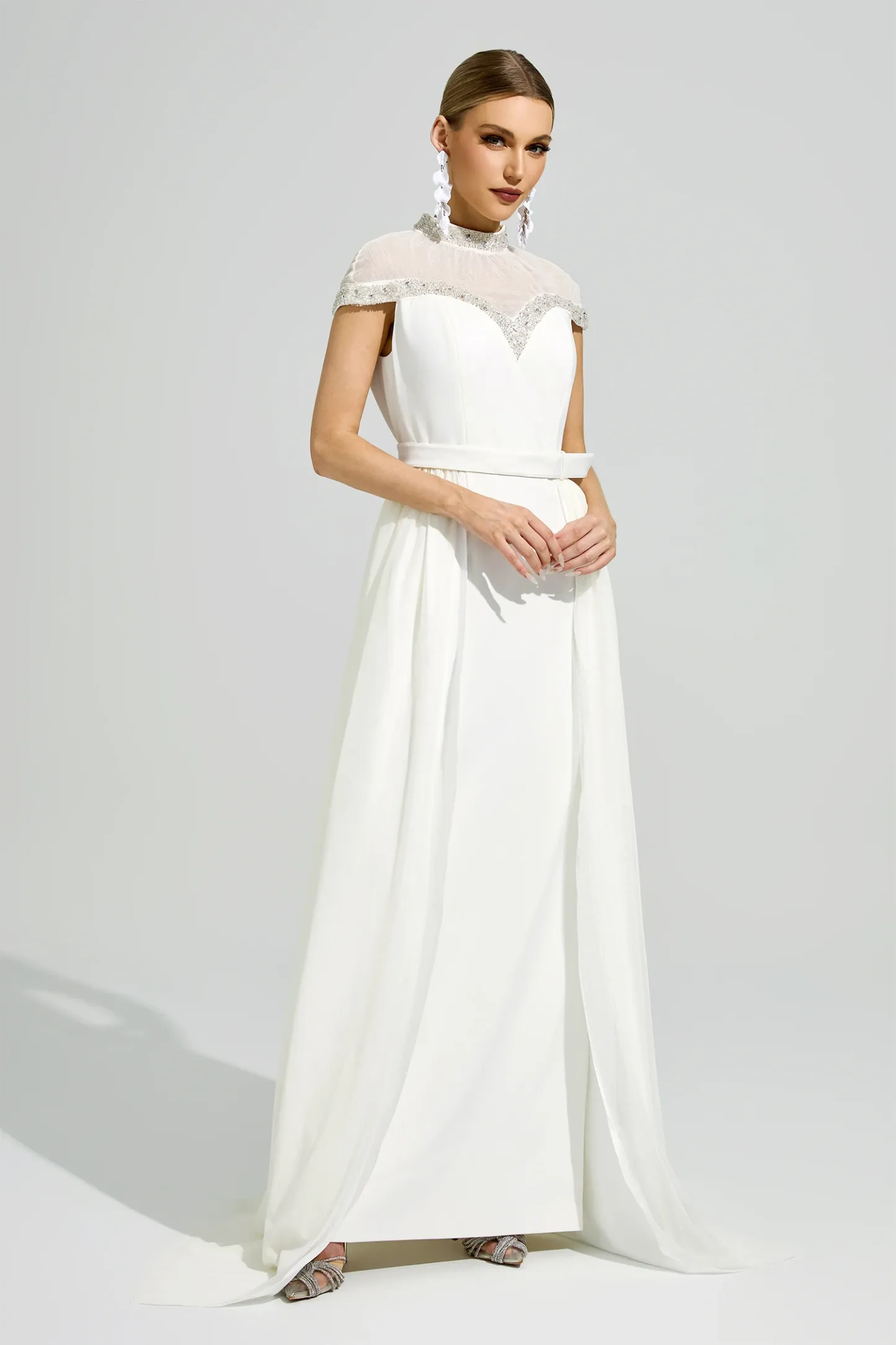 Meitner White Wrap Maxi Dress