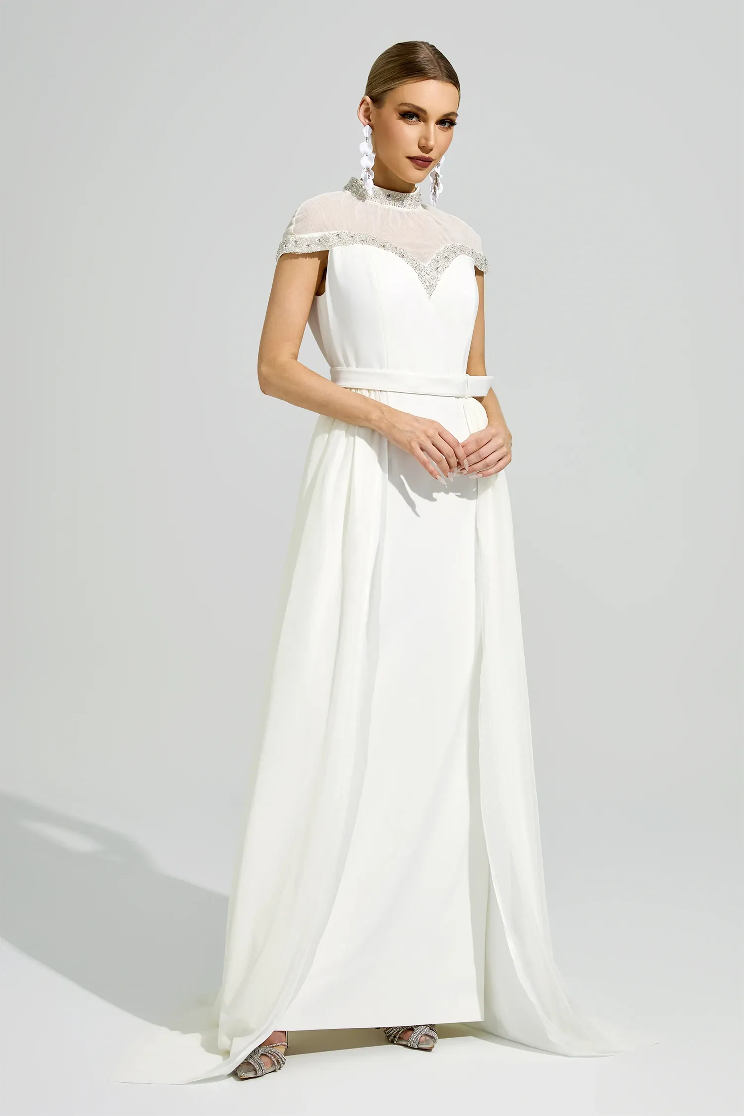 Meitner White Wrap Maxi Dress