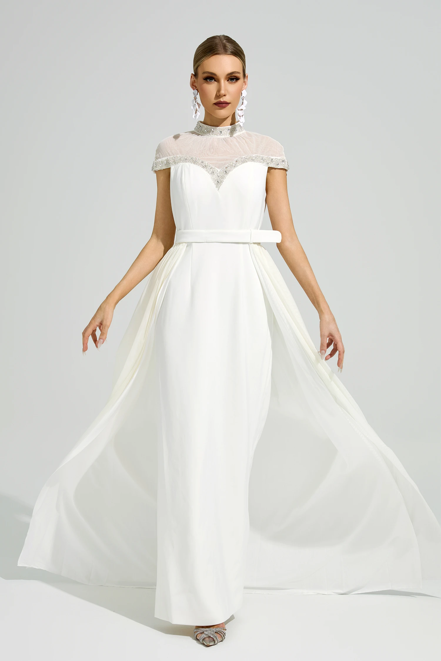 Meitner White Wrap Maxi Dress