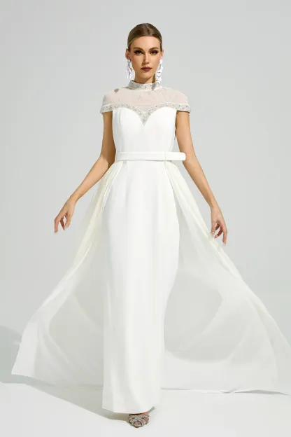 Meitner White Wrap Maxi Dress
