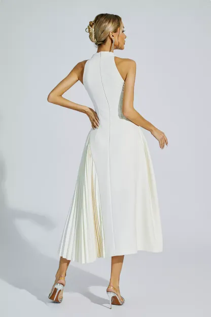 Margery Cream Ruched Midi Dress