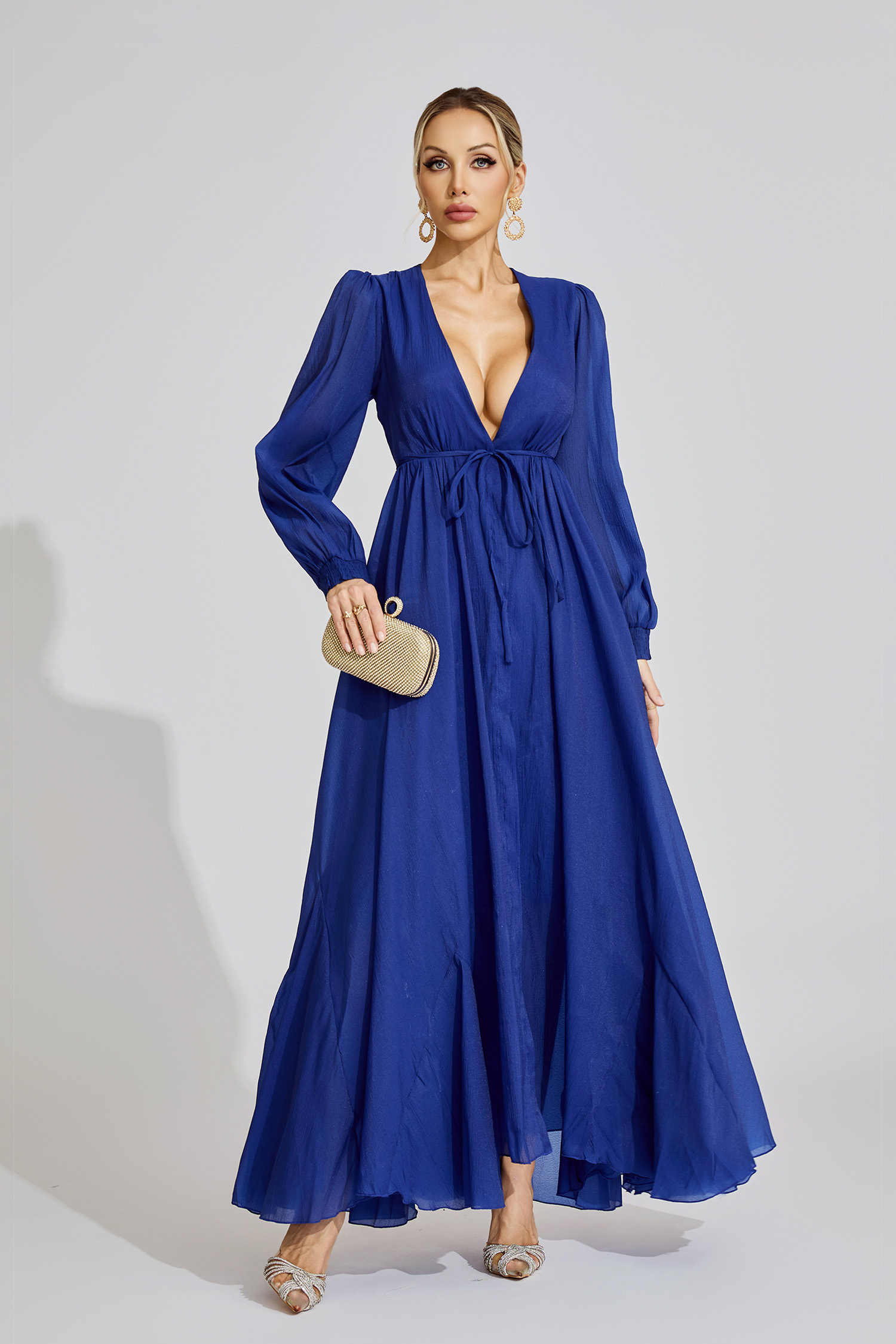  Joy Dark Blue Ruched Dress