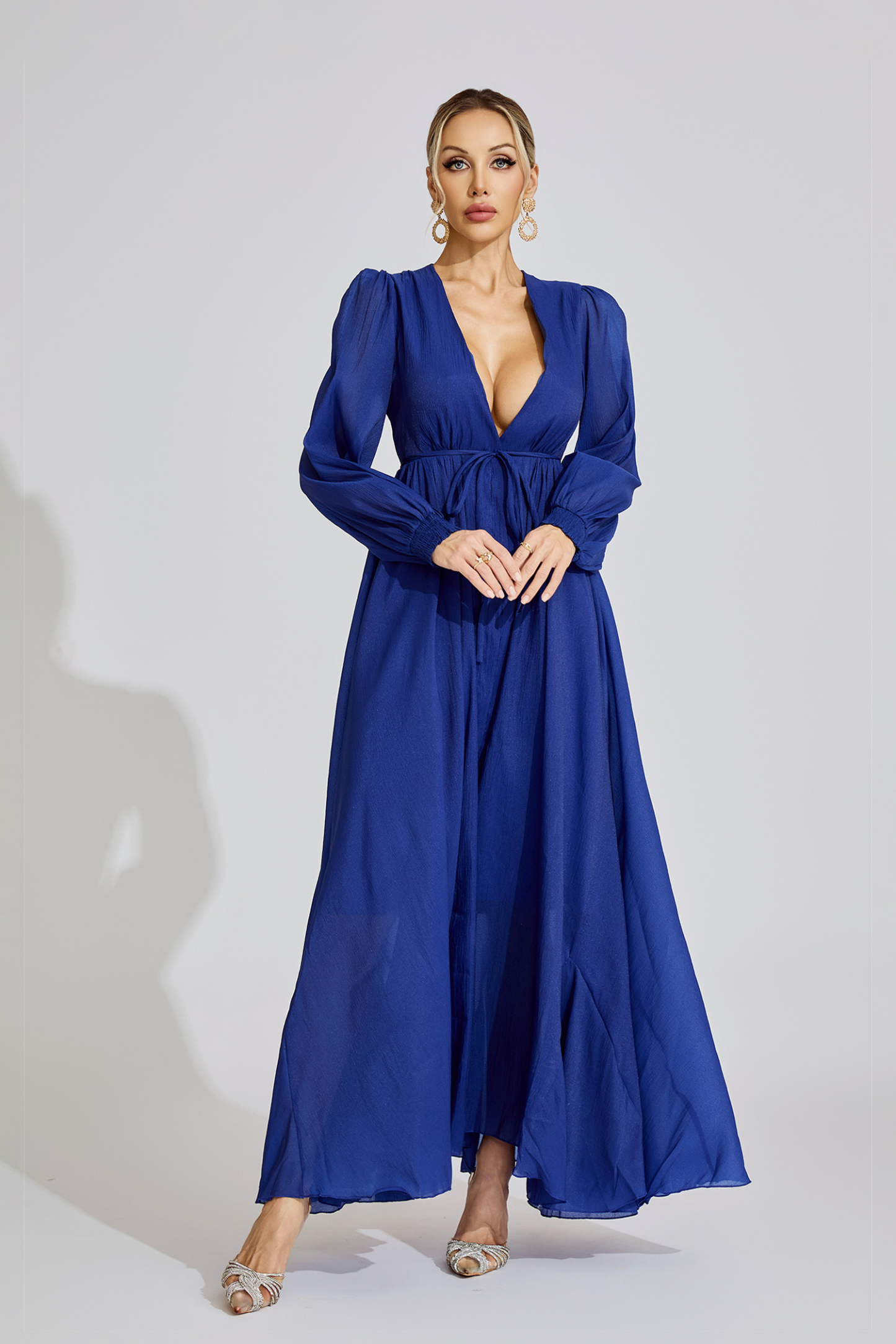  Joy Dark Blue Ruched Dress