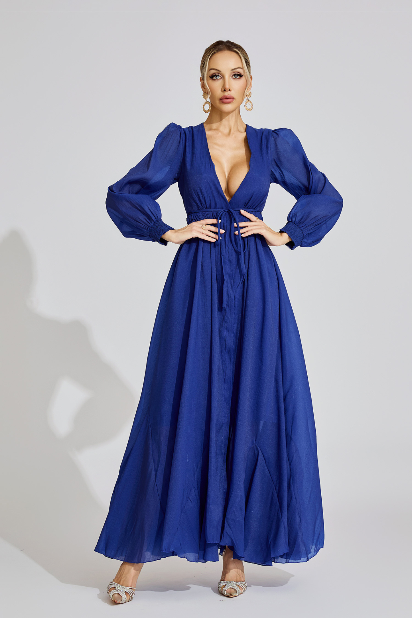  Joy Dark Blue Ruched Dress