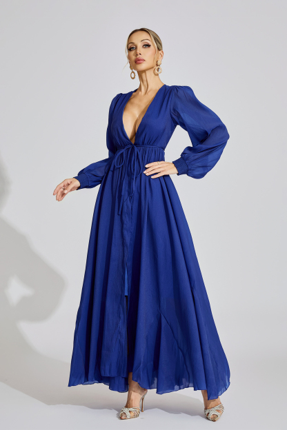  Joy Dark Blue Ruched Dress