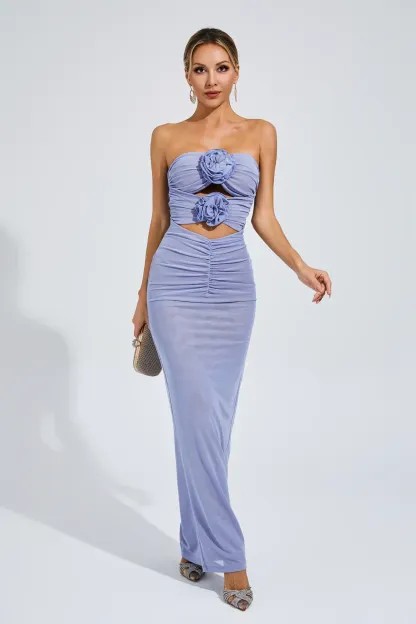 Gustave Purple Rose Off Shoulder Dress