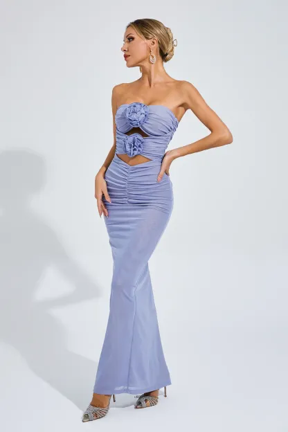 Gustave Purple Rose Off Shoulder Dress