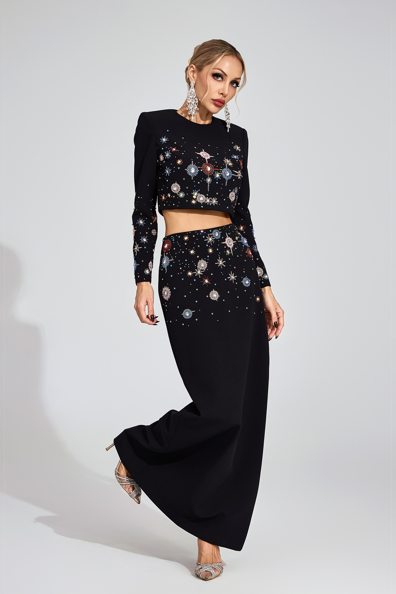 Holm Black Diamond Halter Maxi Dress
