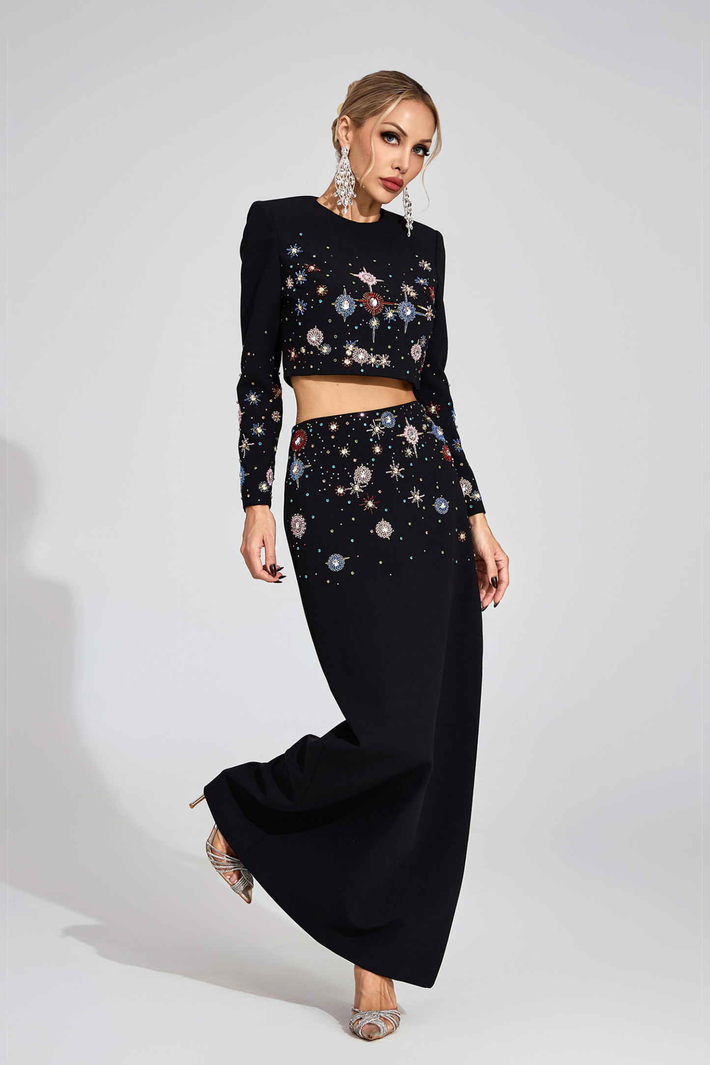 Holm Black Diamond Halter Maxi Dress