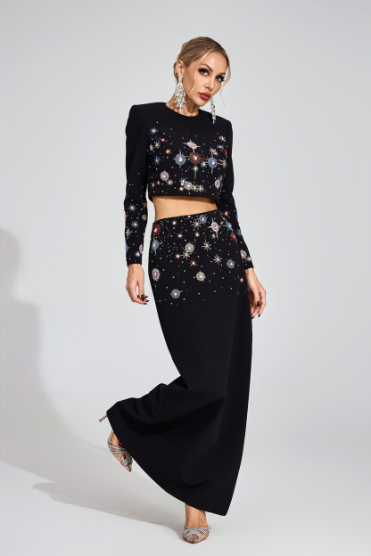 Holm Black Diamond Halter Maxi Dress