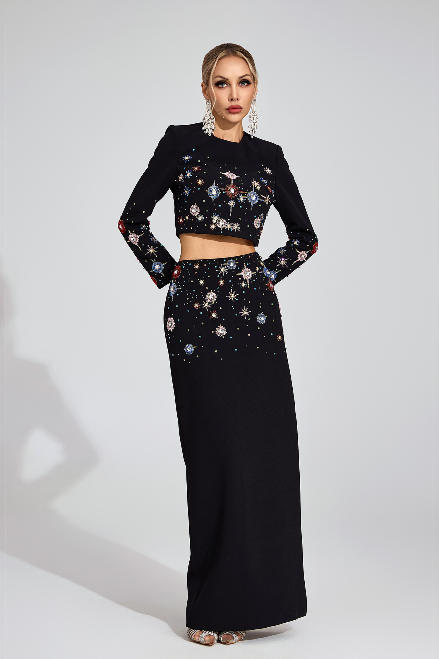 Holm Black Diamond Halter Maxi Dress