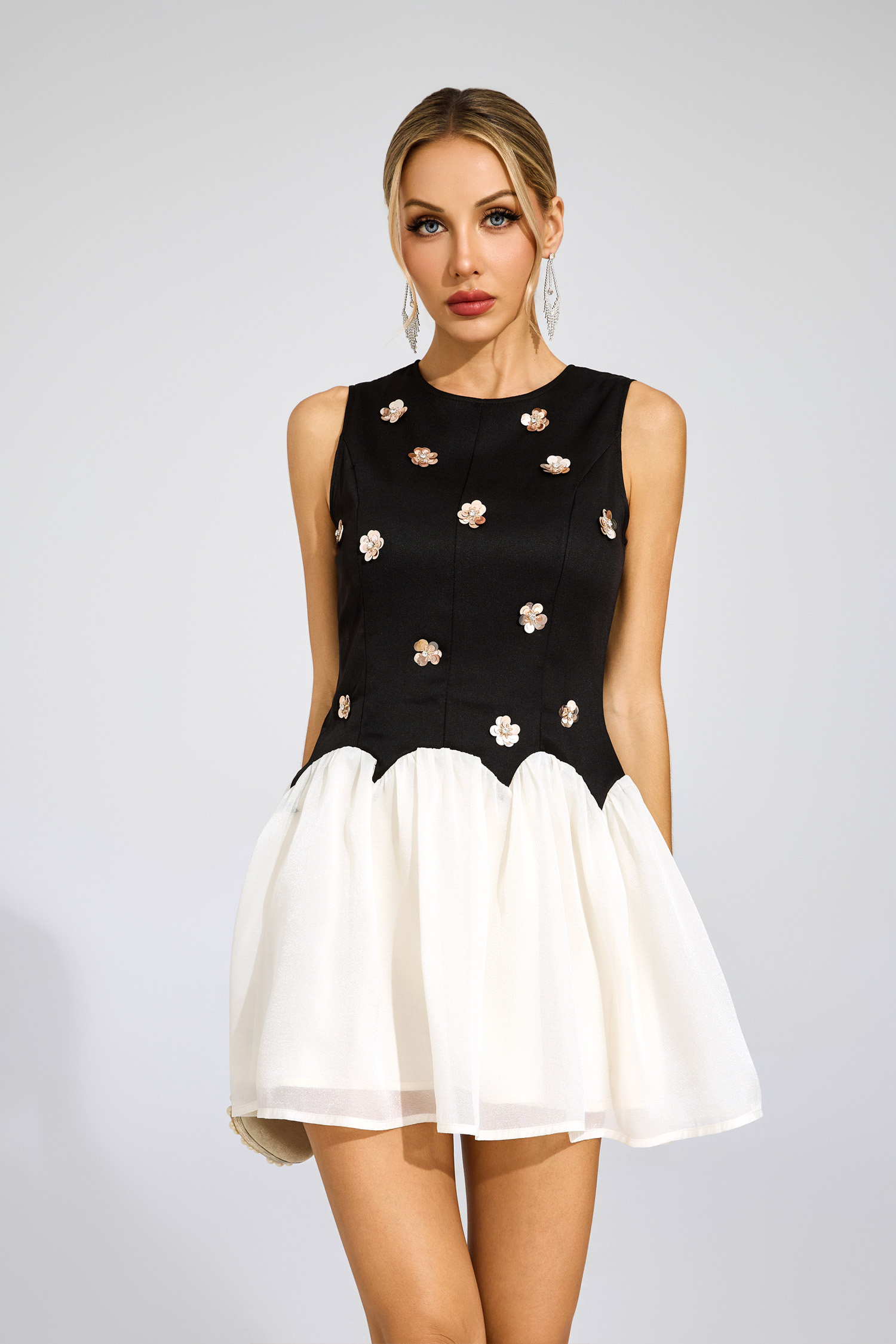 Irving Black Sequins Sleeveless Mini Dress
