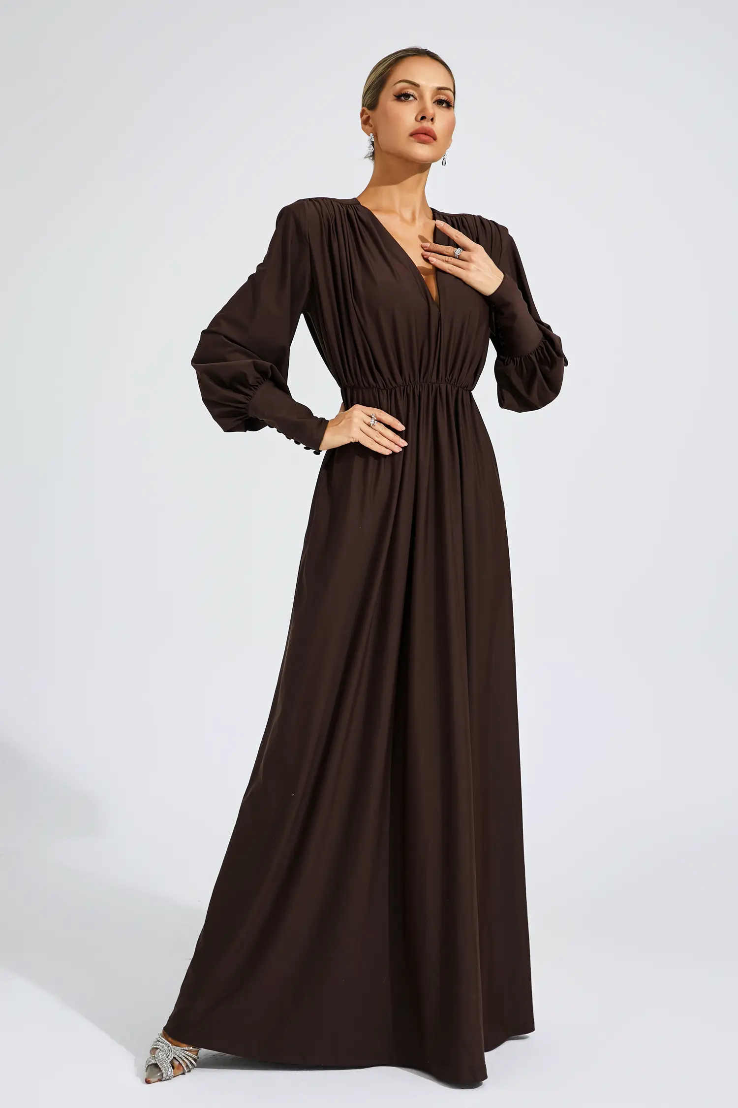 Ralph Brown Corseted Maxi Dress