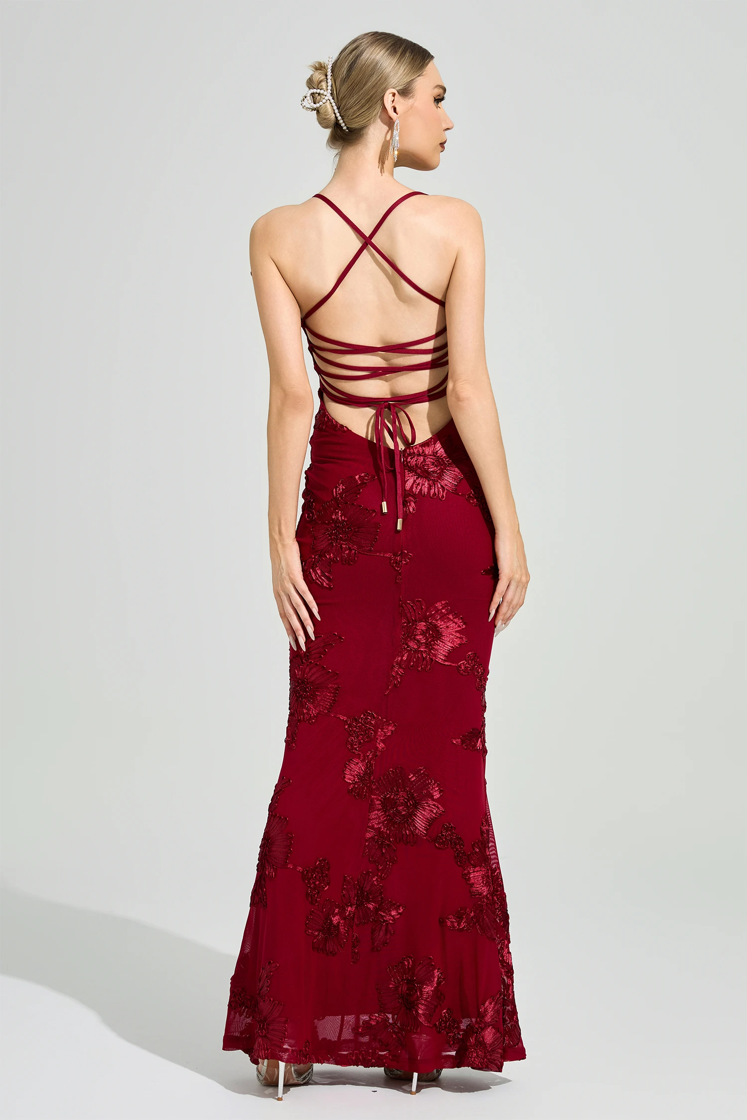Whitman Red Backless Bandage Dress