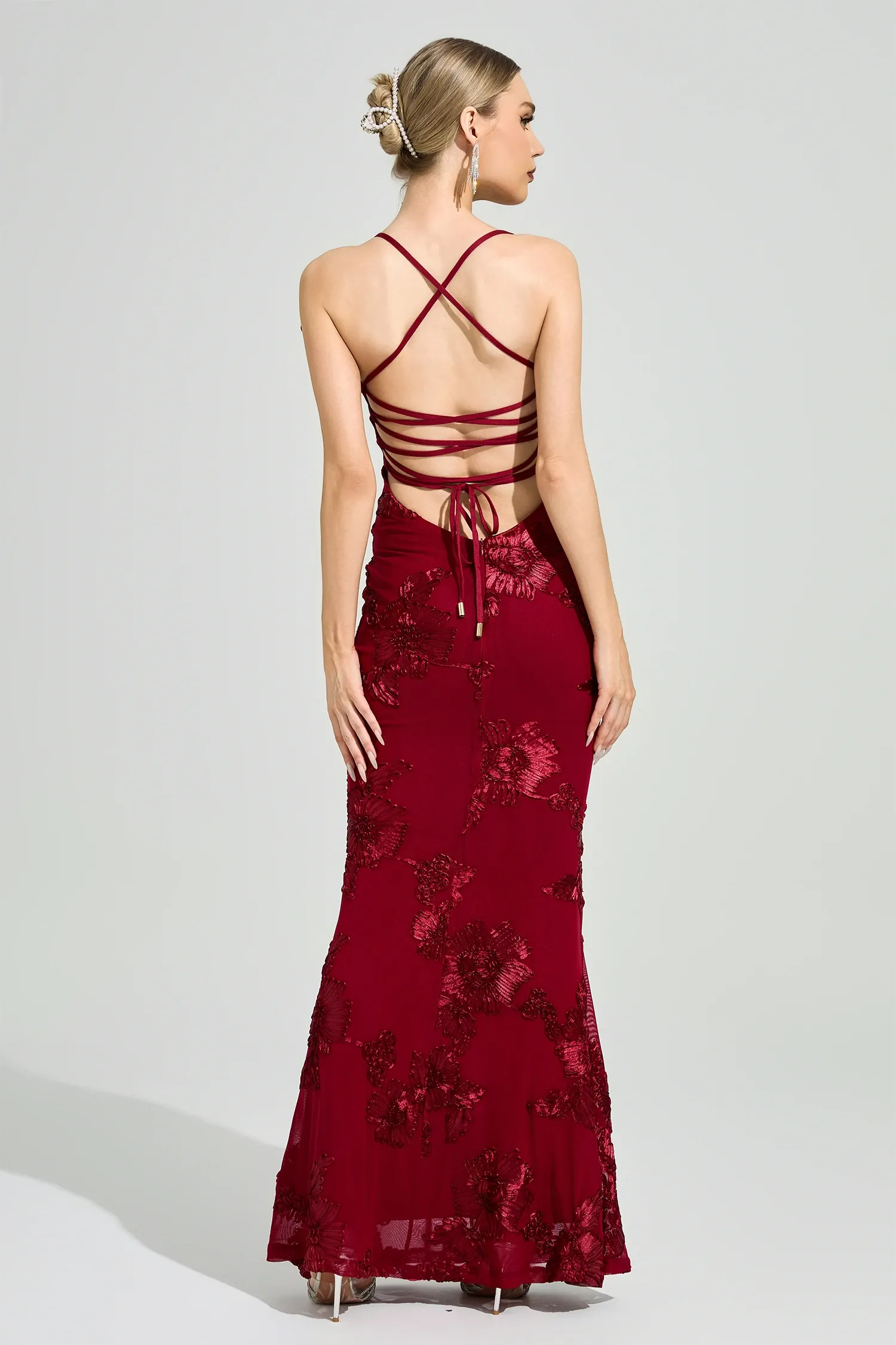 Whitman Red Backless Bandage Dress
