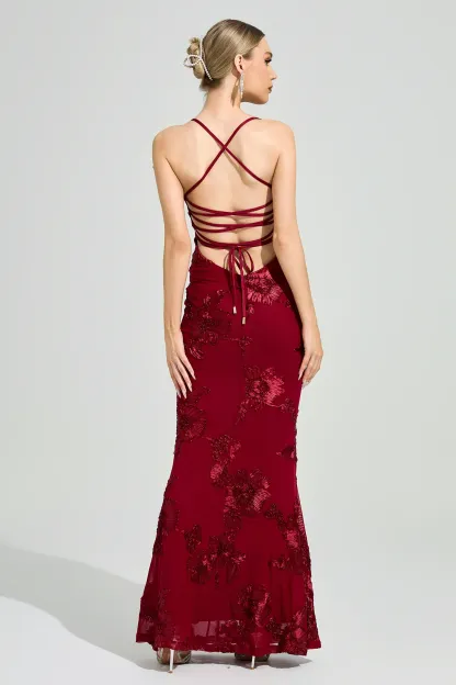 Whitman Red Backless Bandage Dress