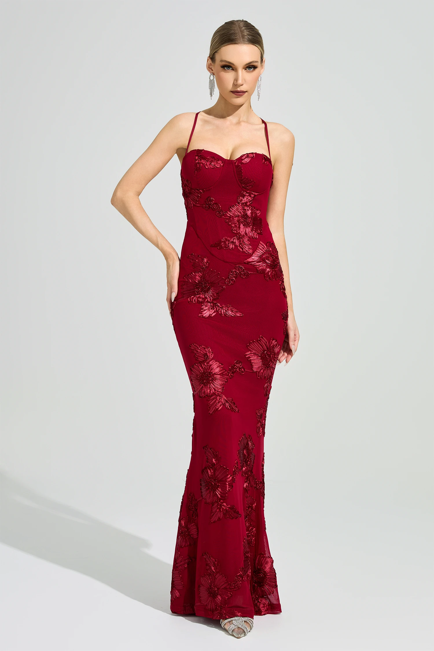 Whitman Red Backless Bandage Dress