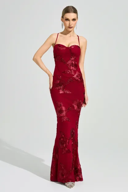 Whitman Red Backless Bandage Dress