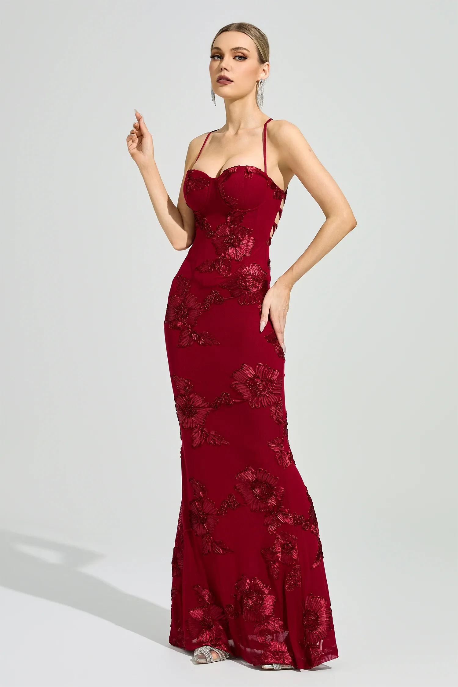 Whitman Red Backless Bandage Dress