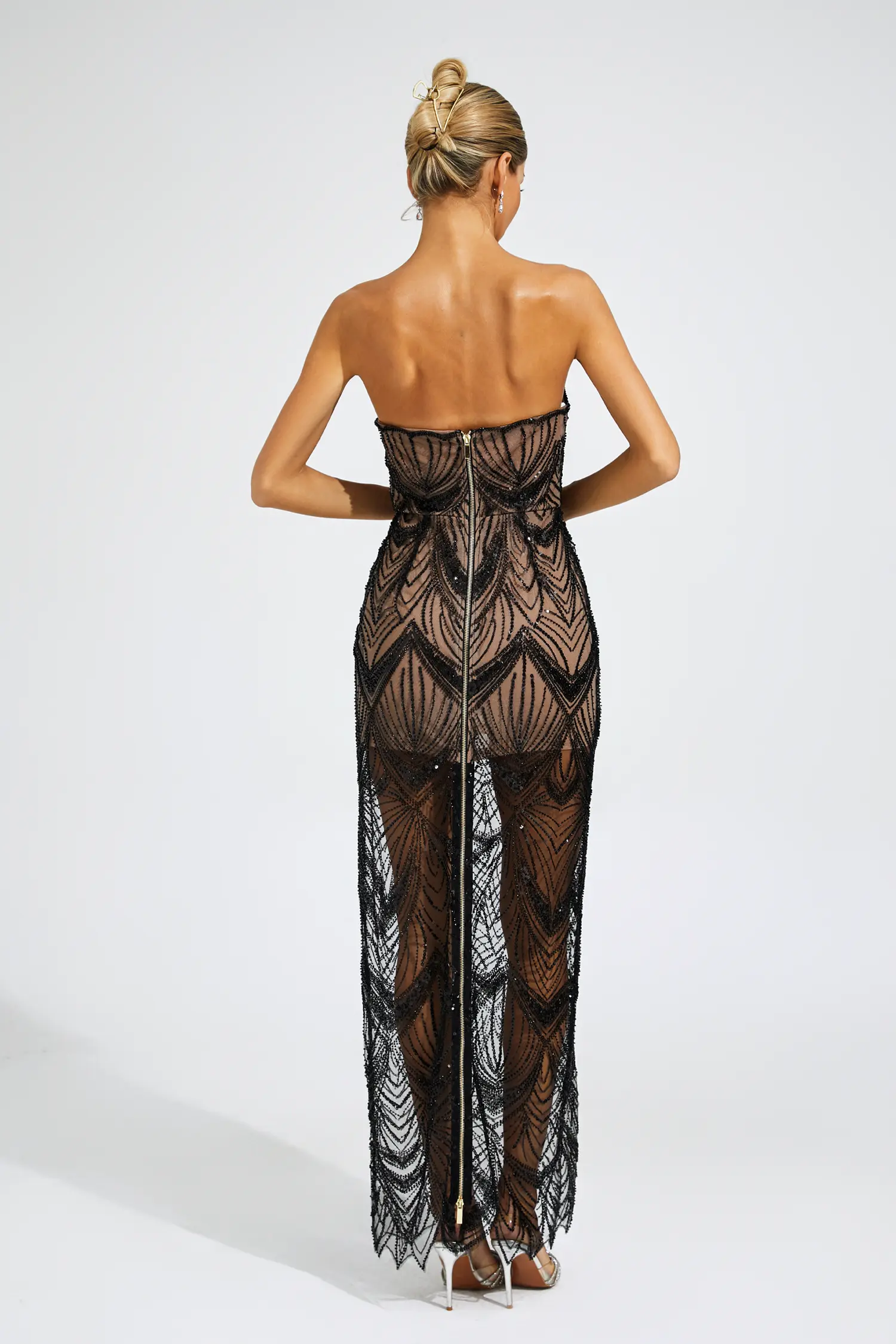 Webb Black Sequins Off Shoulder Dress
