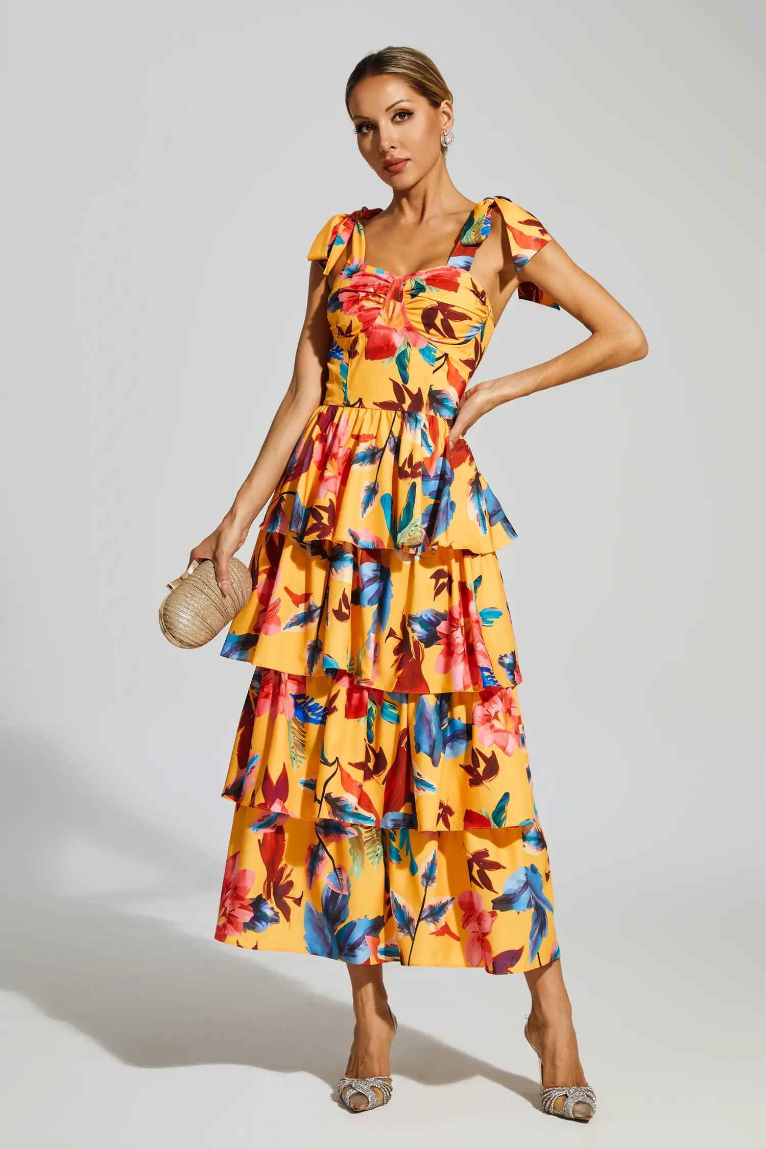 Godwin Floral Tiered Slip Dress