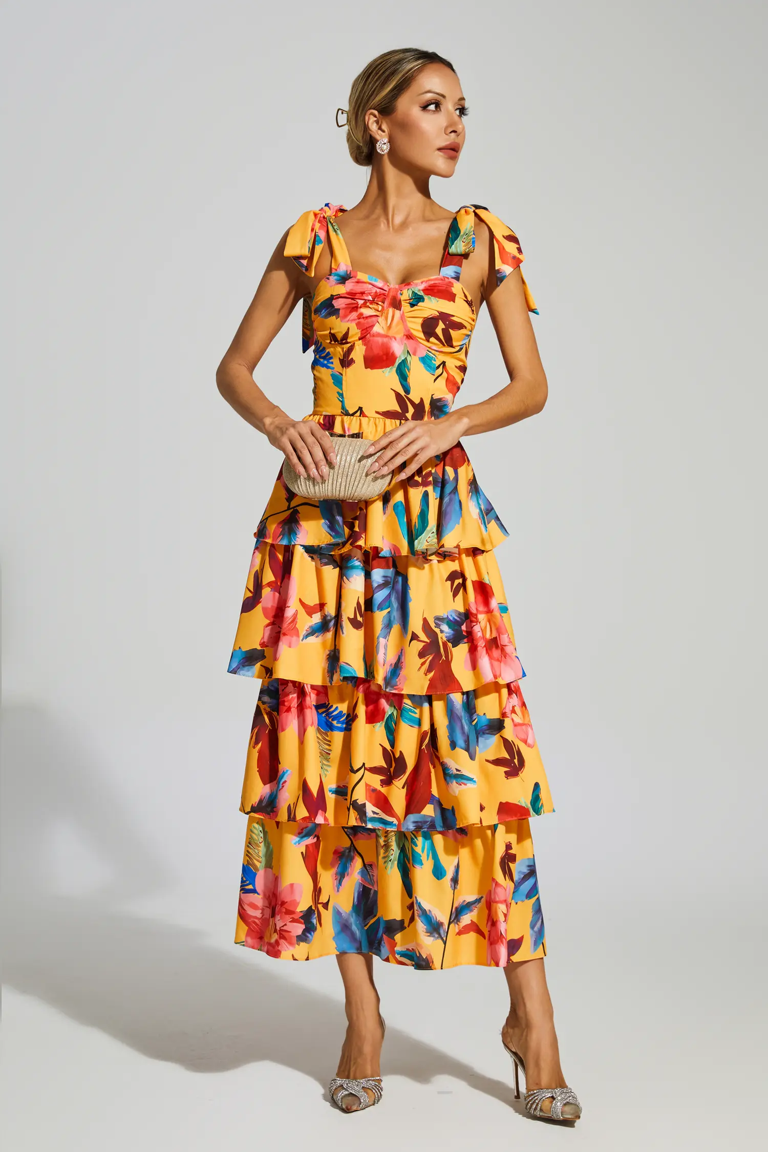 Godwin Floral Tiered Slip Dress