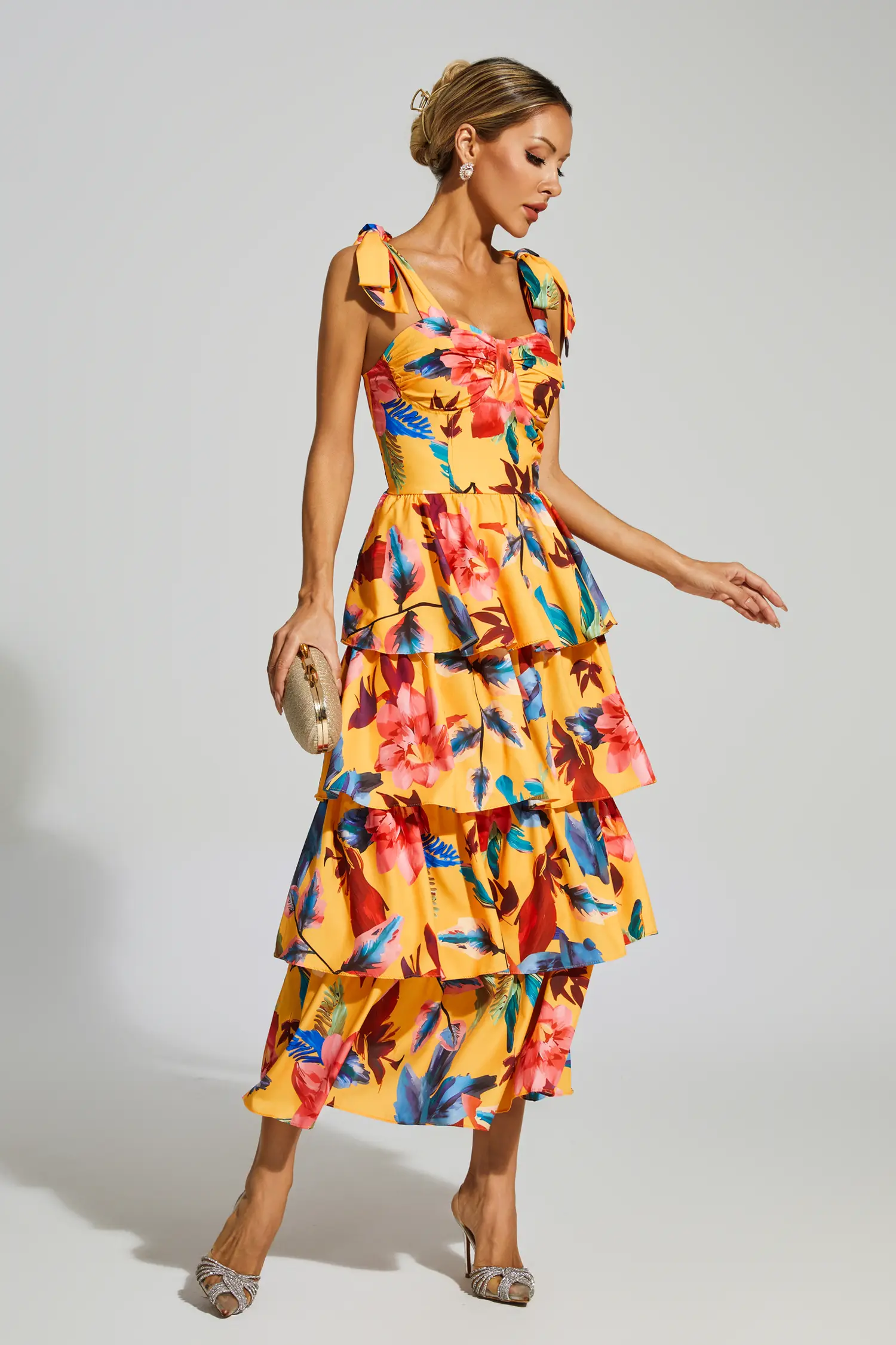 Godwin Floral Tiered Slip Dress