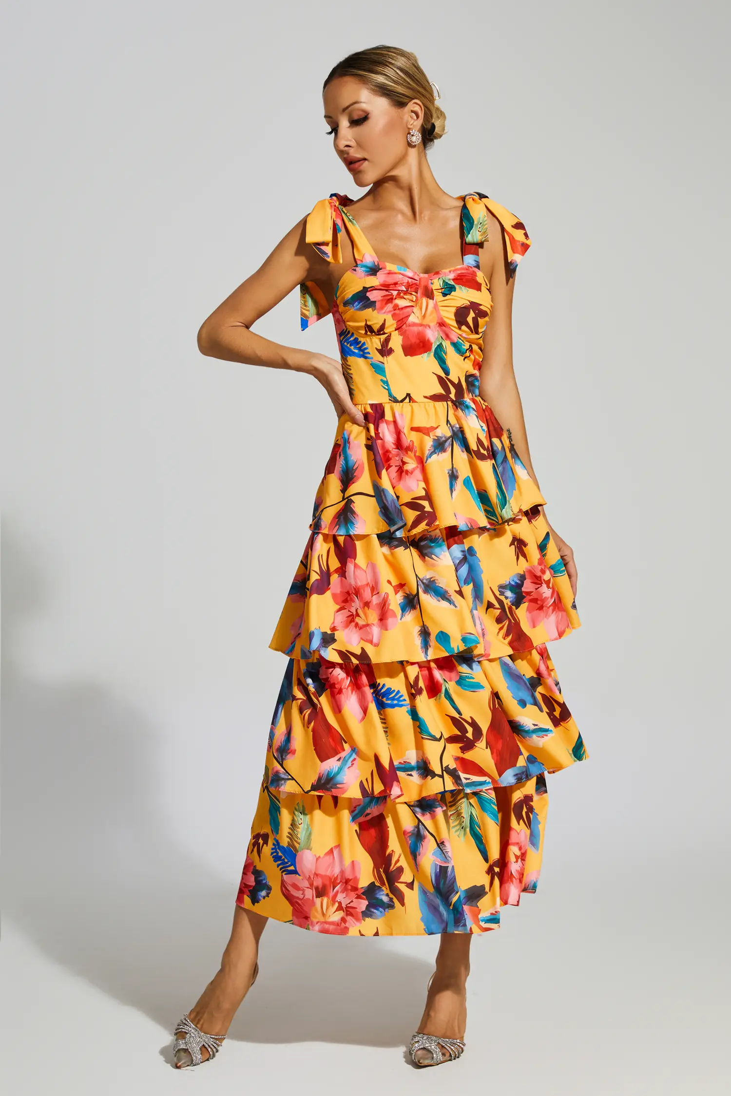 Godwin Floral Tiered Slip Dress