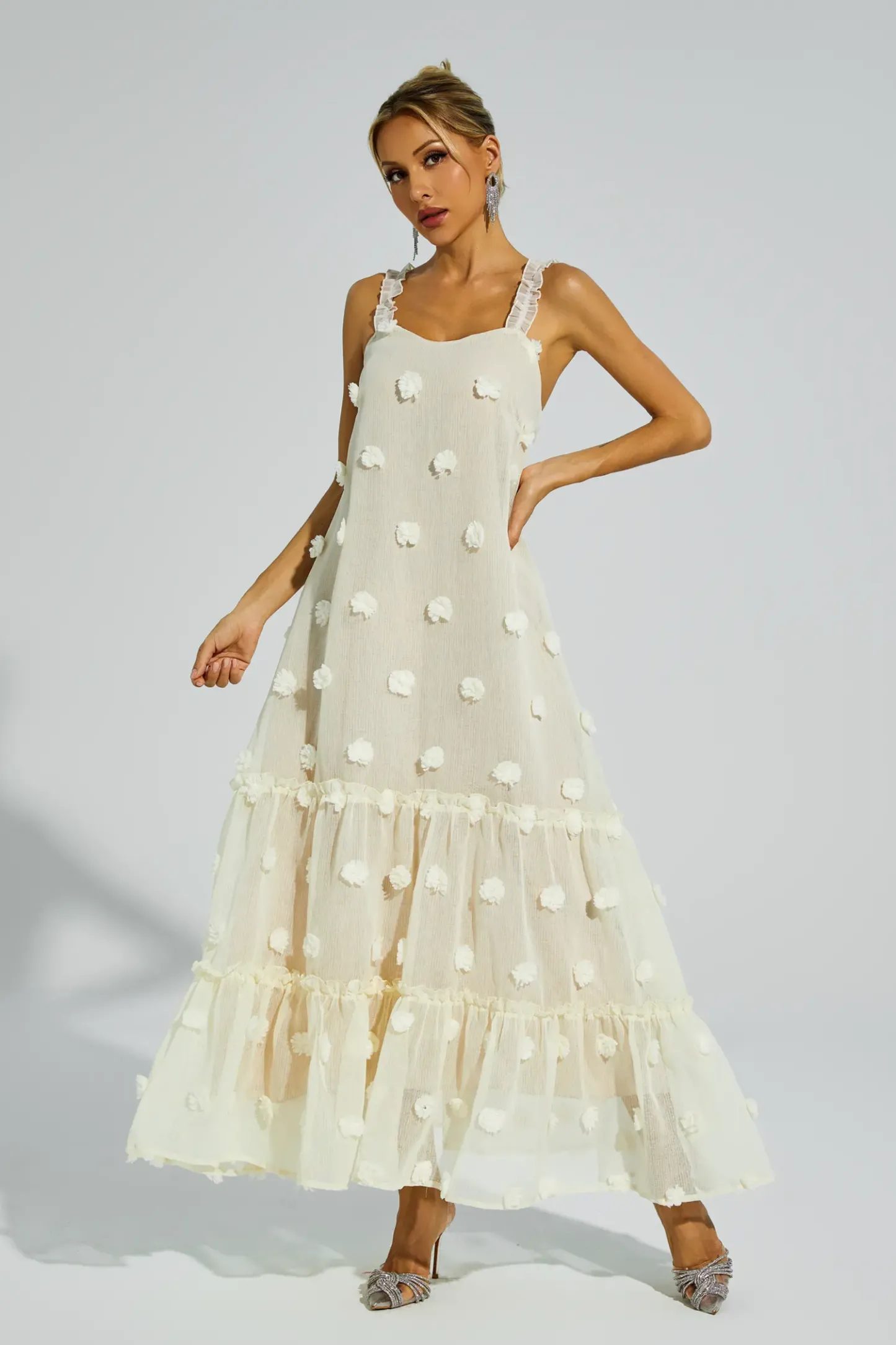 Faraday Apricot Flower Embellished Slip Dress