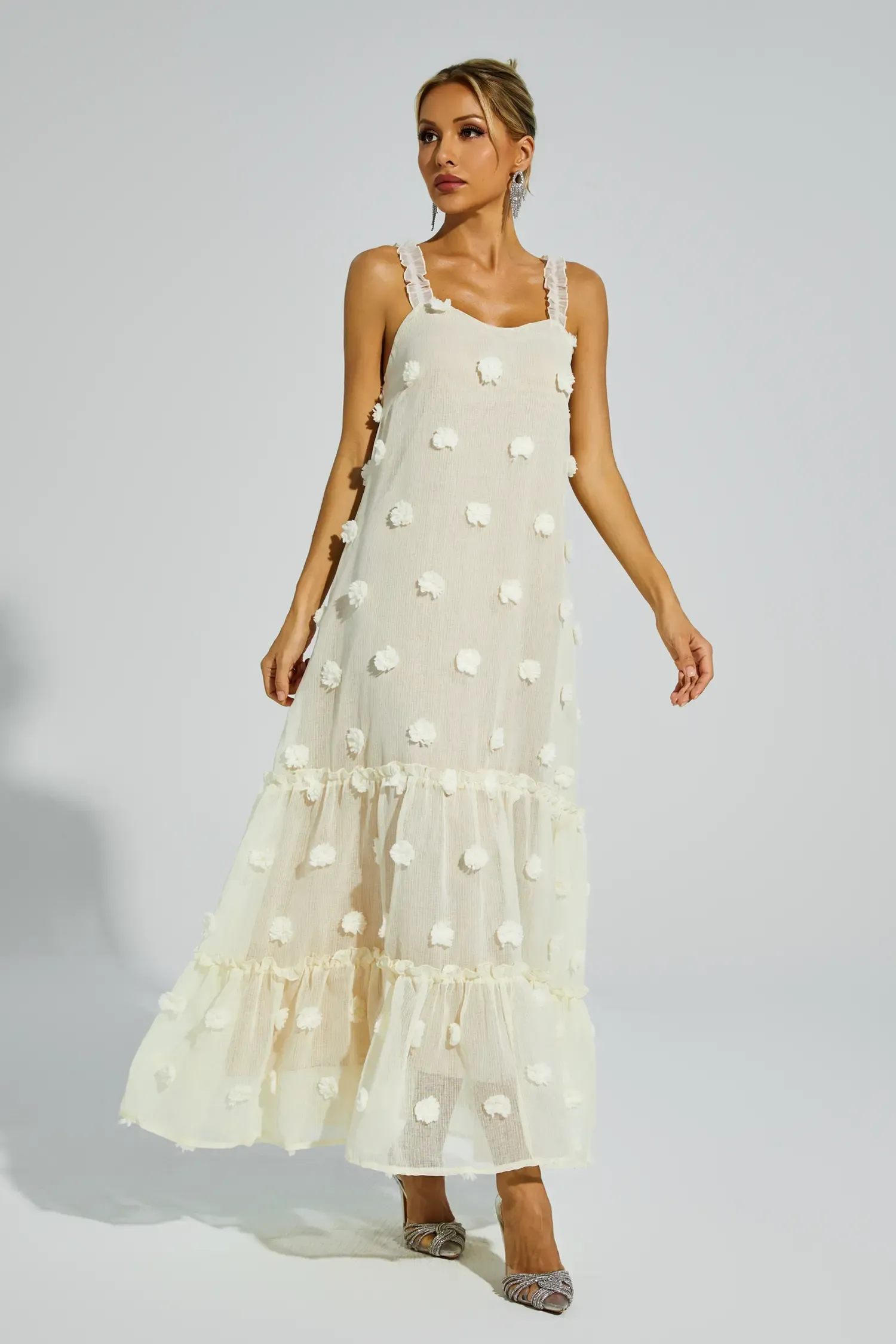 Faraday Apricot Flower Embellished Slip Dress