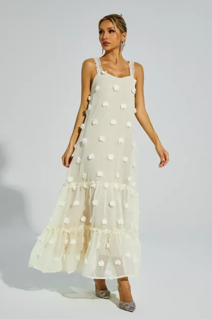 Faraday Apricot Flower Embellished Slip Dress