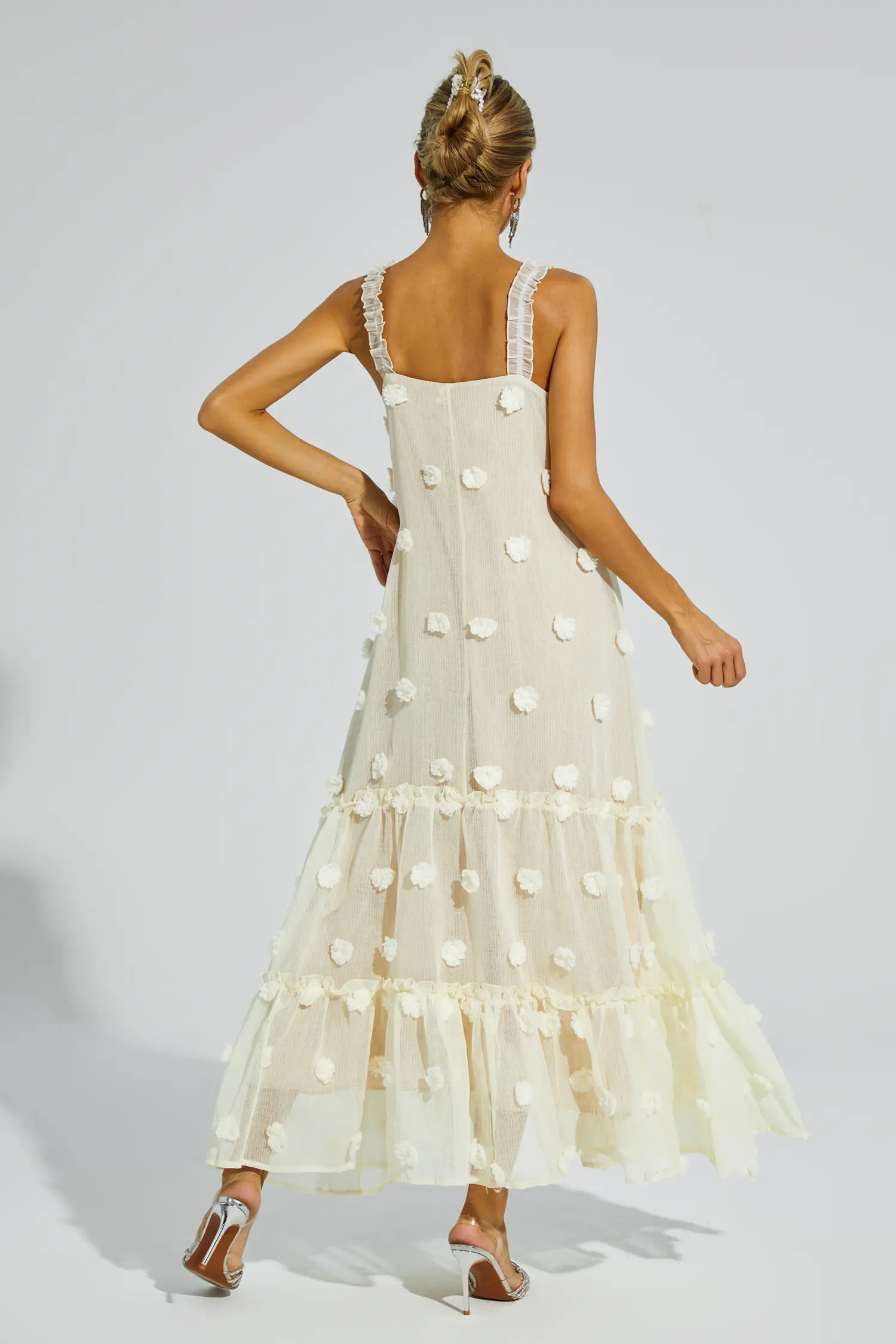 Faraday Apricot Flower Embellished Slip Dress