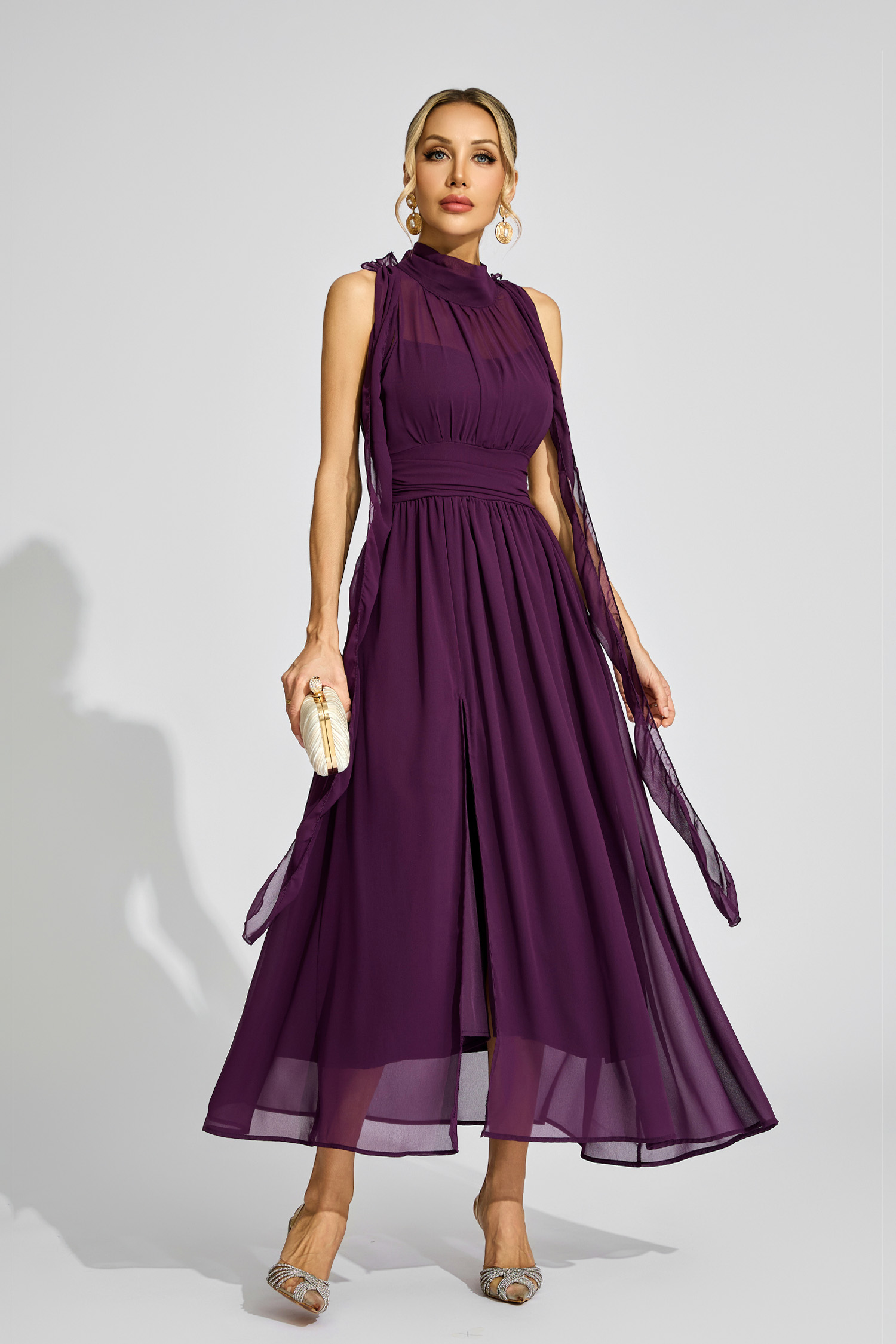 Browning Purple Halter Maxi Dress