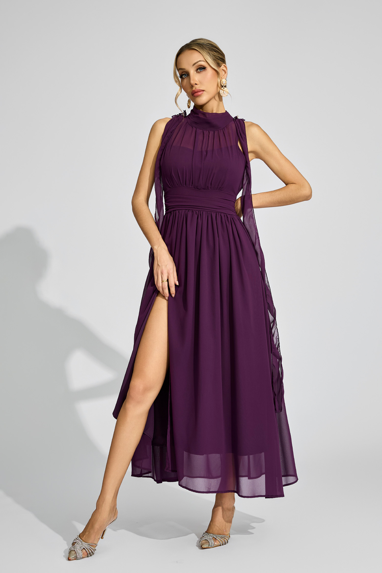 Browning Purple Halter Maxi Dress