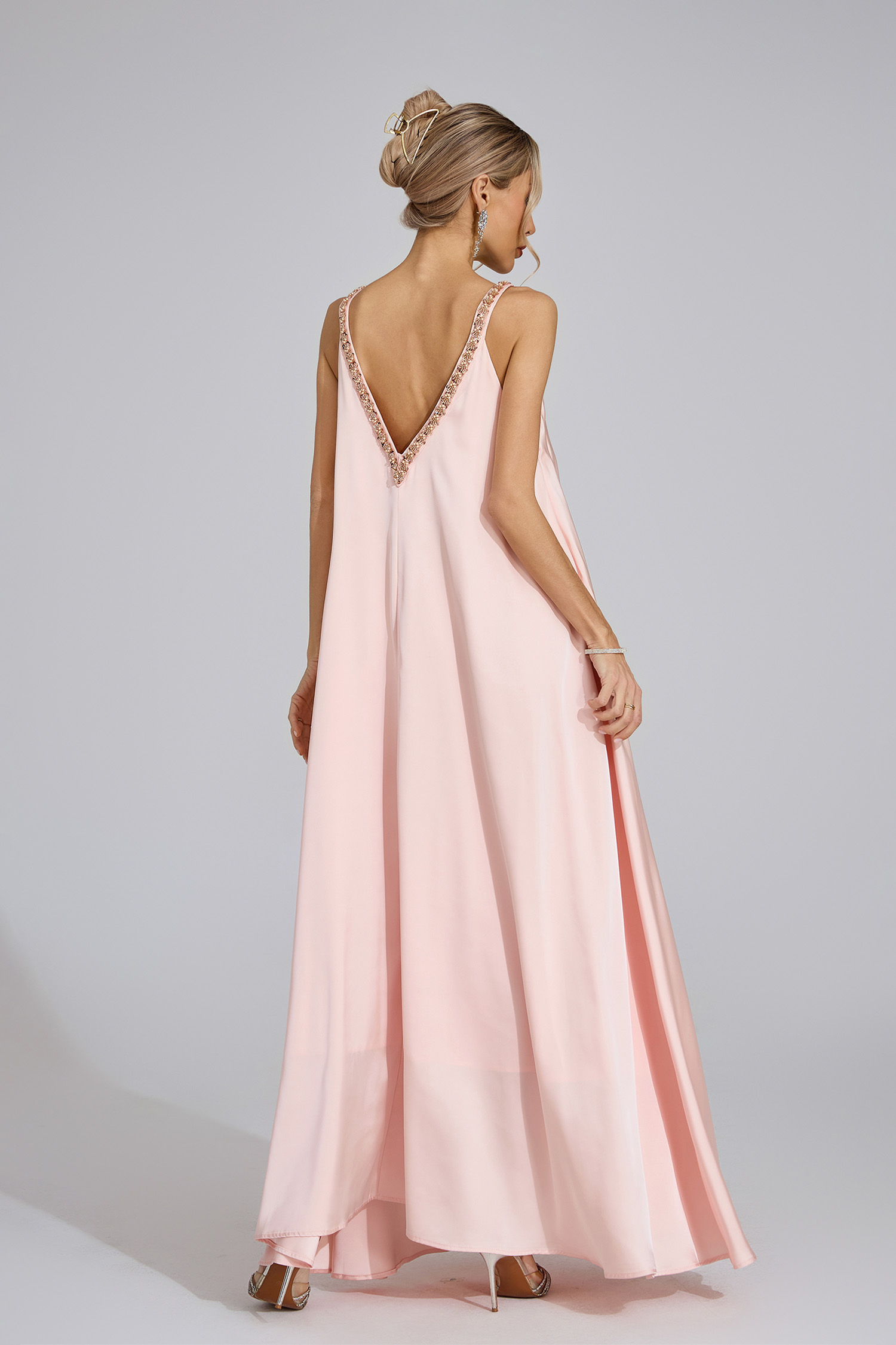 Sound Pink Satin Maxi Dress