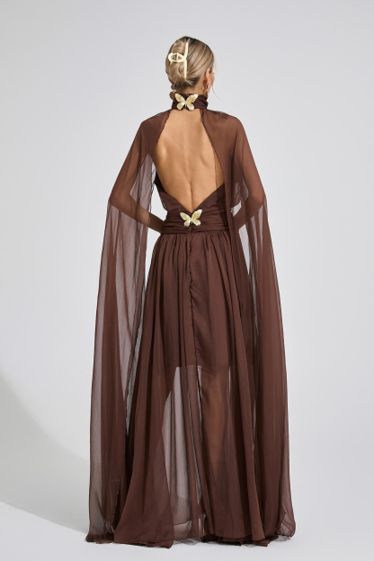 Oasis Brown Royal Maxi Dress