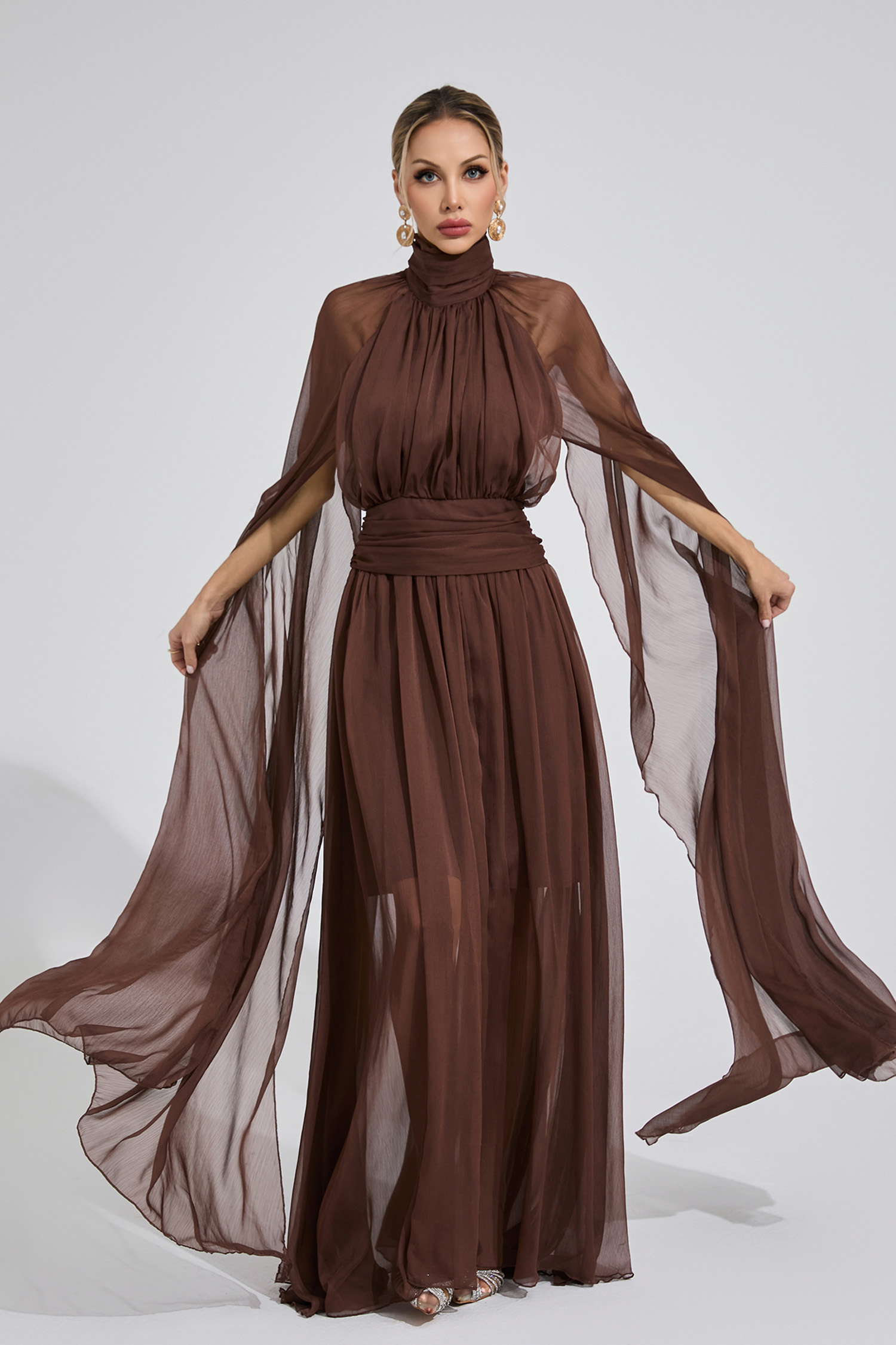 Oasis Brown Royal Maxi Dress