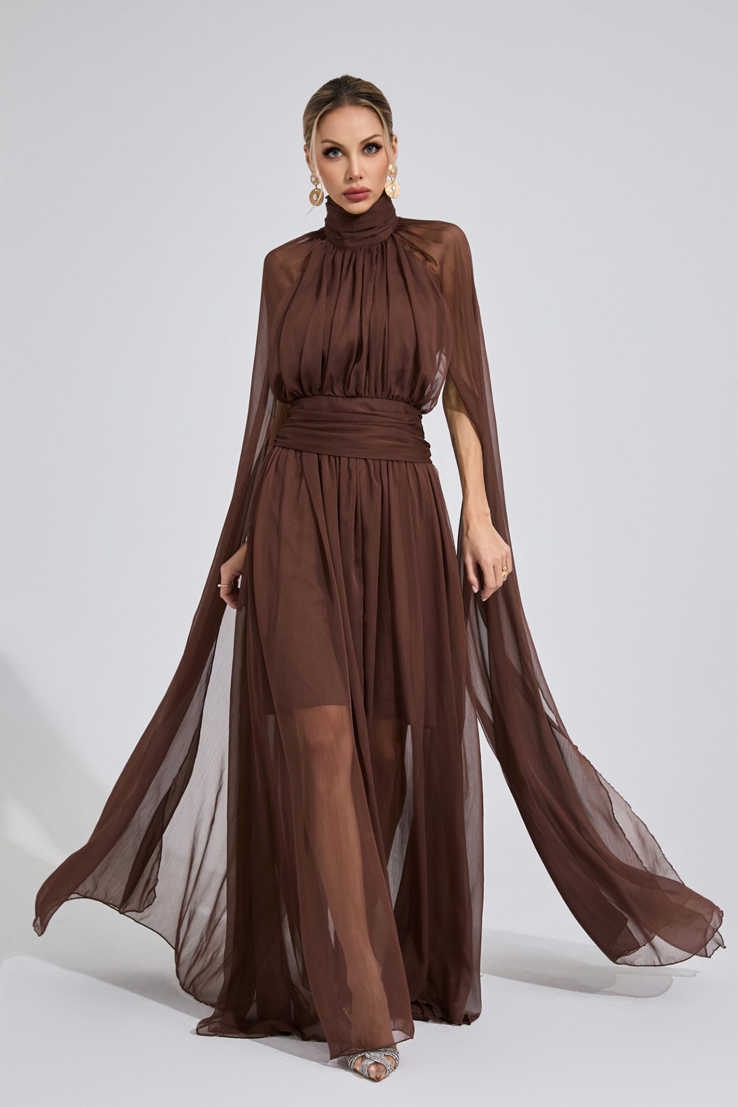Oasis Brown Royal Maxi Dress