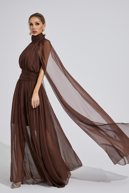 Oasis Brown Royal Maxi Dress